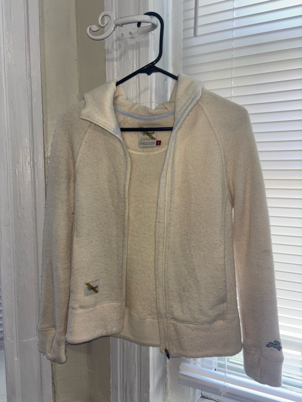 Tracksmith Cream Fleece Pullover with Branded Tag